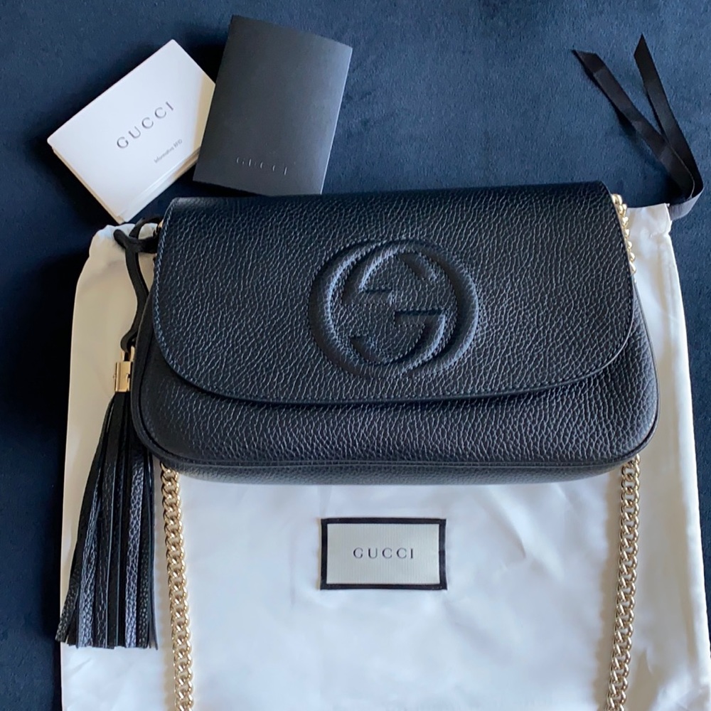 Gucci Soho Leather Flap Tassel Gold Chain Bag